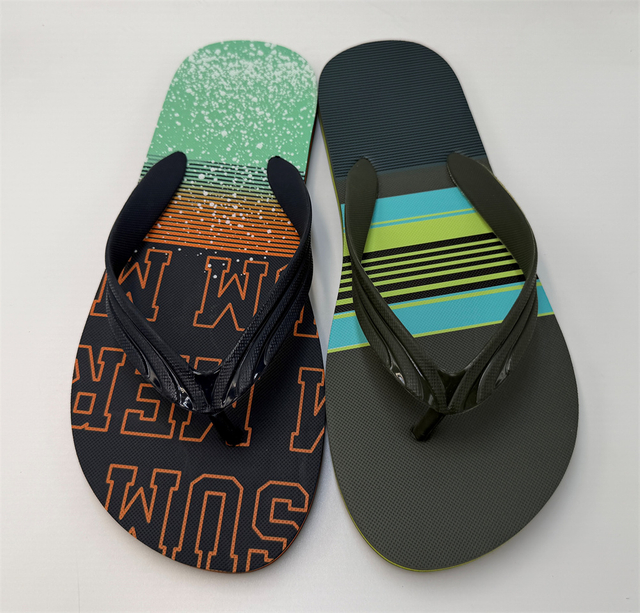 MEN'S GRADIENT STRIPE LETTER PRINT FLIP FLOP