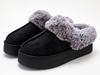 WOMEN'S MICRO SUEDE FLUFFY CUFF PLATFORM WINTER SLIPPER
