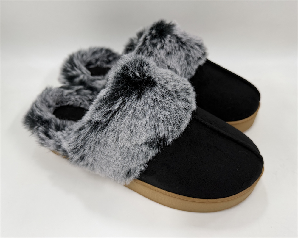 WOMEN'S FAUX FUR COLLAR PLATFORM MULE SLIPPER