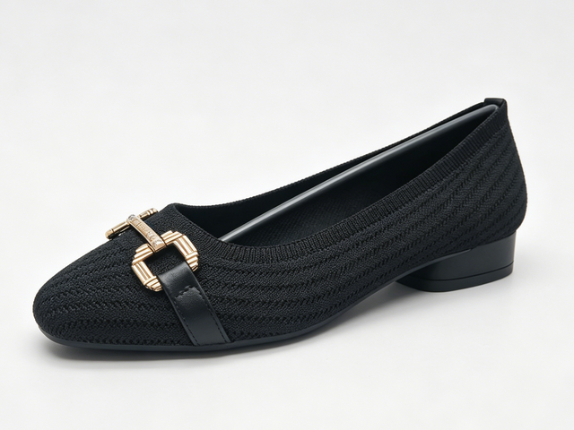 WOMEN'S WAVY FLYKNIT METAL BUCKLE FLAT
