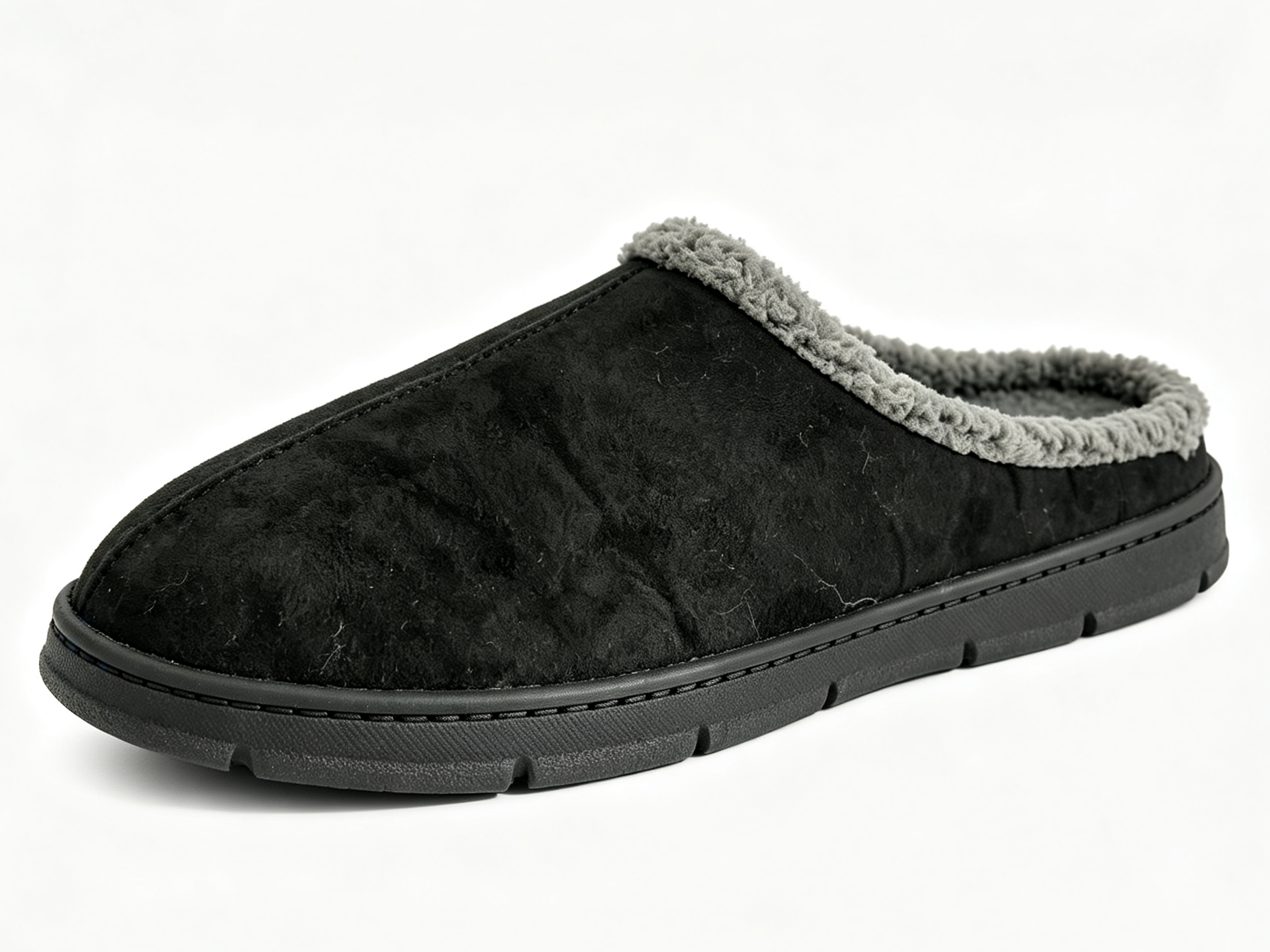 MEN'S SUEDE TRIM SHERPA LINED SLIDE SLIPPER