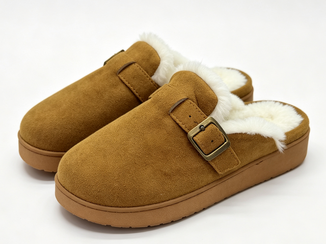 WOMEN'S MICRO SUEDE BUCKLE STRAP SLIPPER