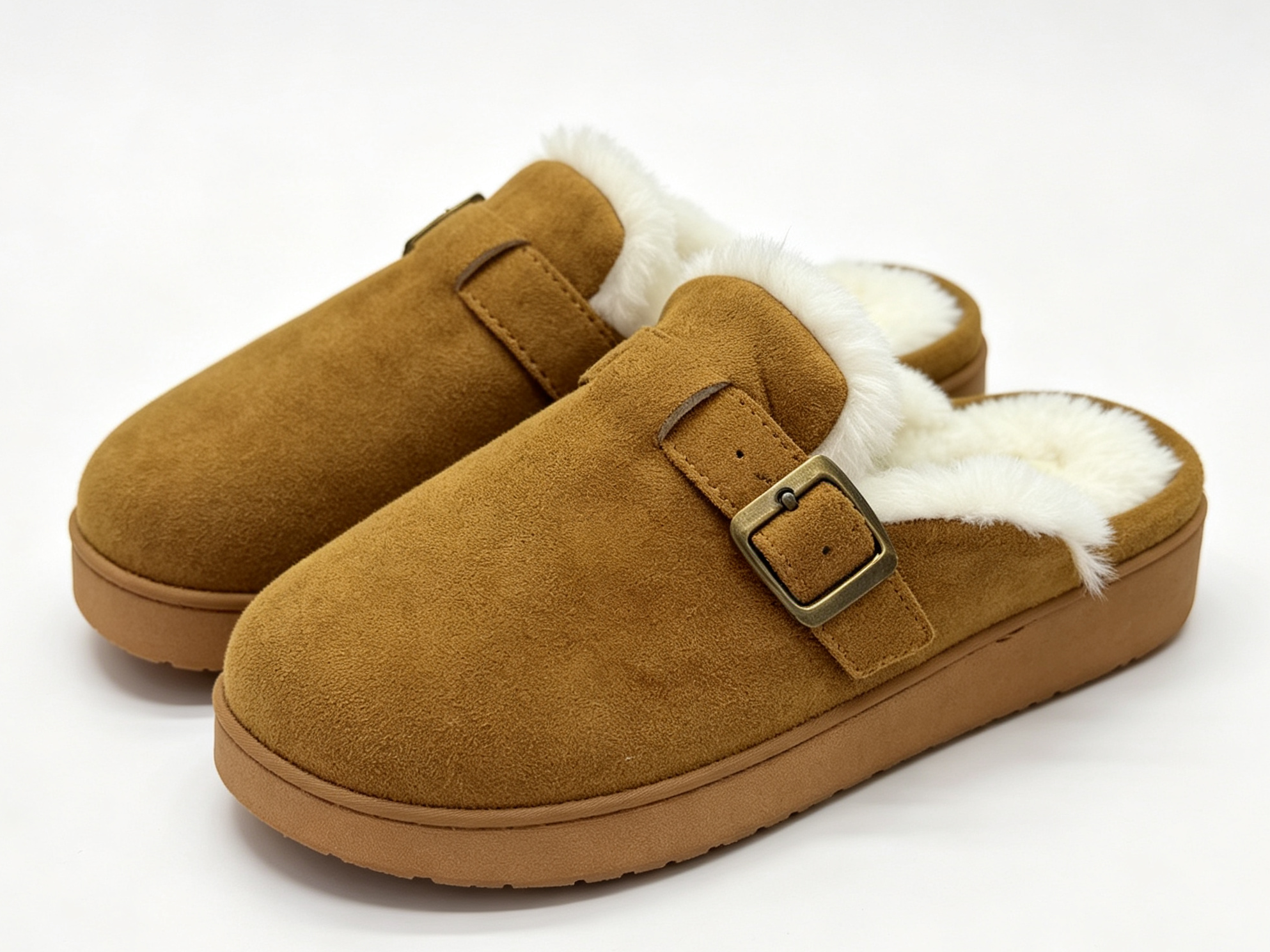 WOMEN'S MICRO SUEDE BUCKLE STRAP SLIPPER