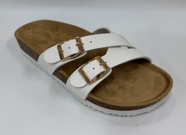WOMEN'S DOUBLE GOLD BUCKLE CROSS FOOTBED