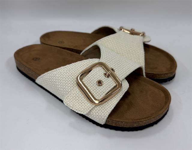 WOMEN'S LINEN SINGLE BUCKLE FOOTBED