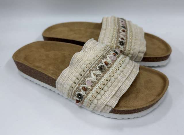 WOMEN'S BOHO FRINGE FLORAL FOOTBED