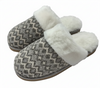WOMEN'S CHENILLE FAUX FUR COLLAR MULE SLIPPER