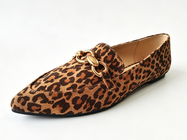 WOMEN'S LEOPARD GOLD HORSEBIT POINTED LOAFER FLAT