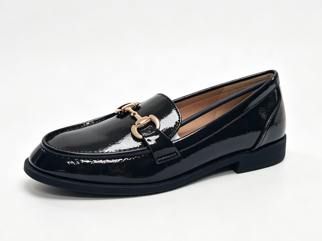 WOMEN'S HORSEBIT PATENT FLAT LOAFER