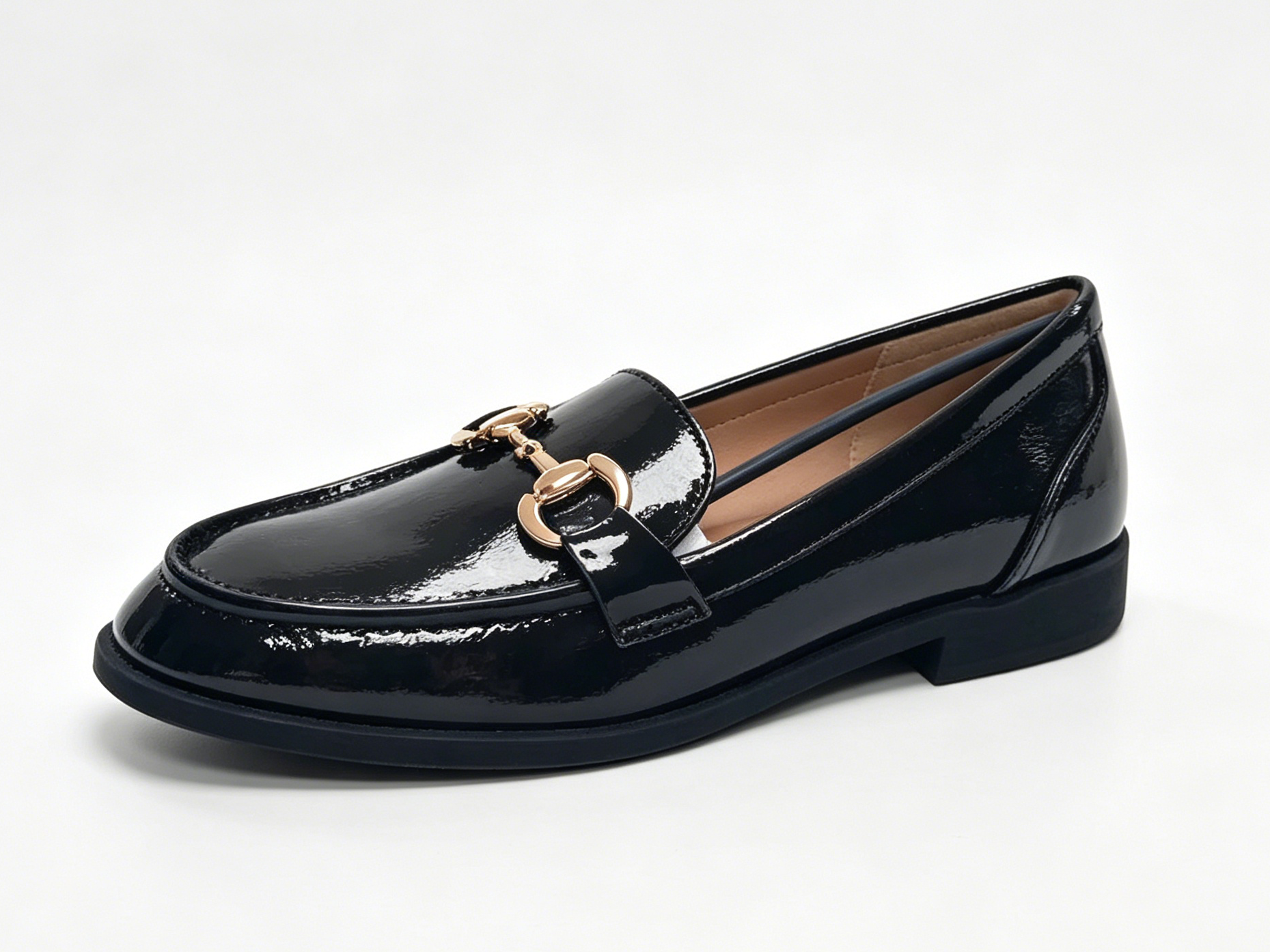 WOMEN'S HORSEBIT PATENT FLAT LOAFER