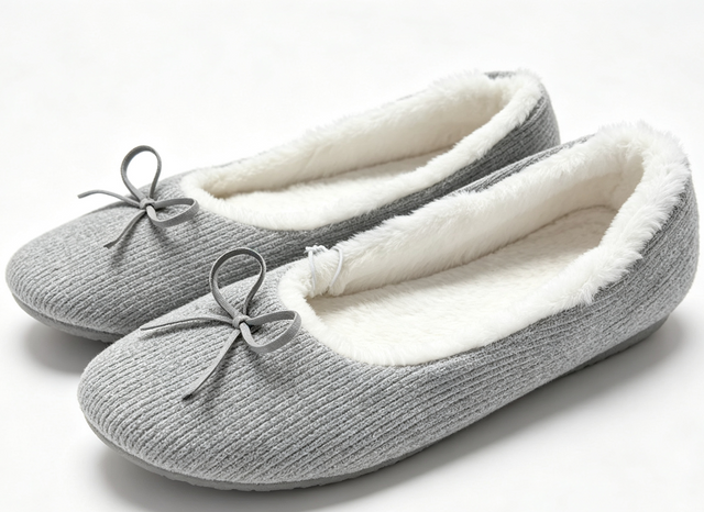 WOMEN'S CORDUROY BOW BELLET STYLE SLIPPER