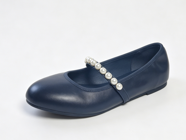 WOMEN'S FAUX PEARL STRAP MARY JANE ROUND FLAT