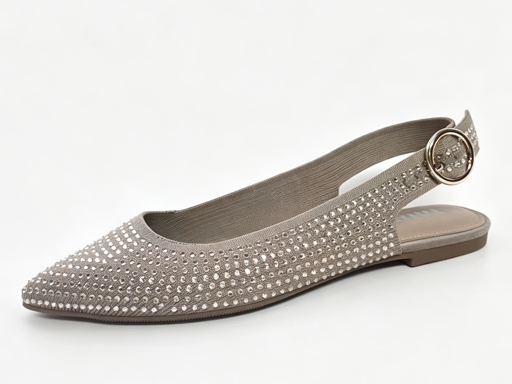 WOMEN'S RHINESTONE KNIT SLINGBACK POINT FLAT