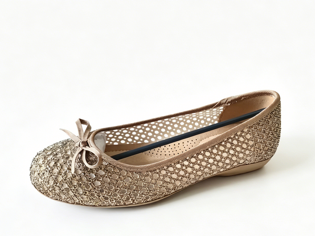 WOMEN'S GLITTER MESH BOW BALLET FLAT SHOE