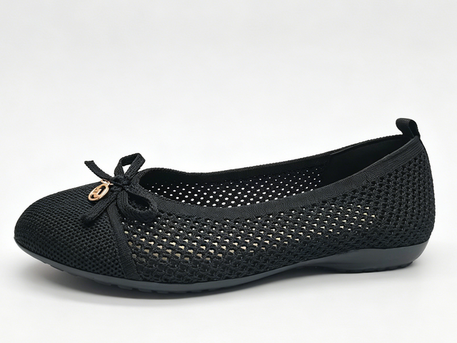 WOMEN'S HOLLOW MESH BOW CASUAL BALLTE FLAT