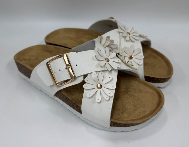 WOMEN'S DAISY FLOWER DOUBLE STRAP FOOTBED