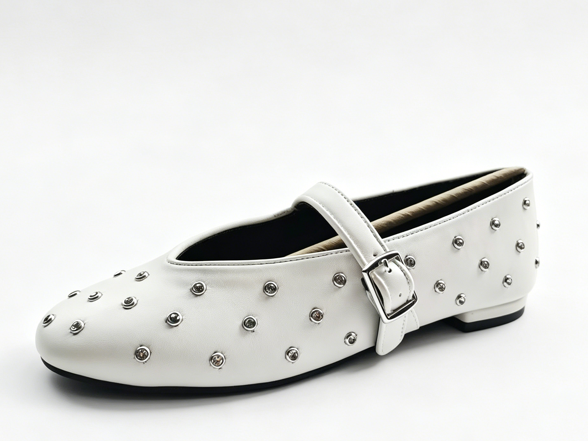 WOMEN'S STUDDED MARY JANE ROUND FLAT
