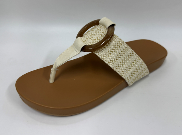 WOMEN'S WOVEN RING DECOR FLIP FLOP