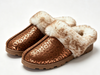 WOMEN'S METALLIC LEOPARD FAUX FUR MULE SLIPPER