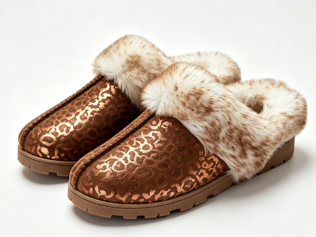 WOMEN'S METALLIC LEOPARD FAUX FUR MULE SLIPPER