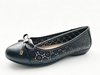 WOMEN'S LASER CUTOUT PU BOW FLAT SHOE