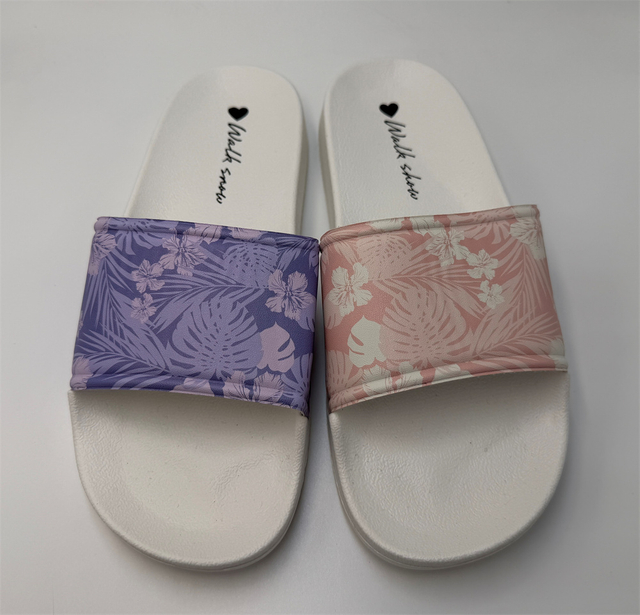 WOMEN'S TROPICAL LEAF PRINT SINGLE BAND SLIDE