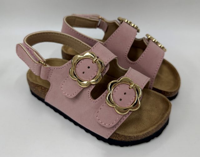 KIDS FLOWER BUCKLE FOOTBED SANDAL