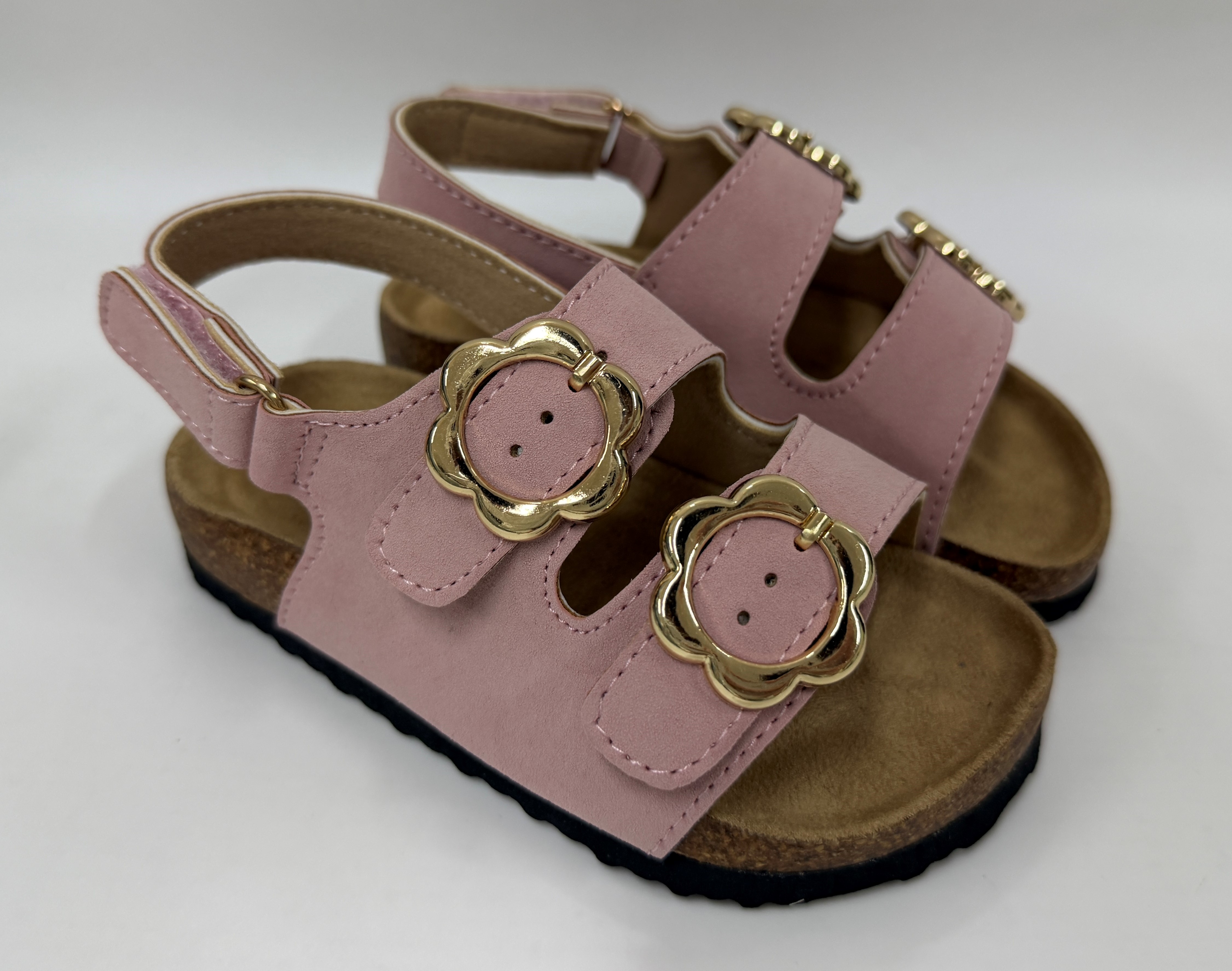KIDS FLOWER BUCKLE FOOTBED SANDAL